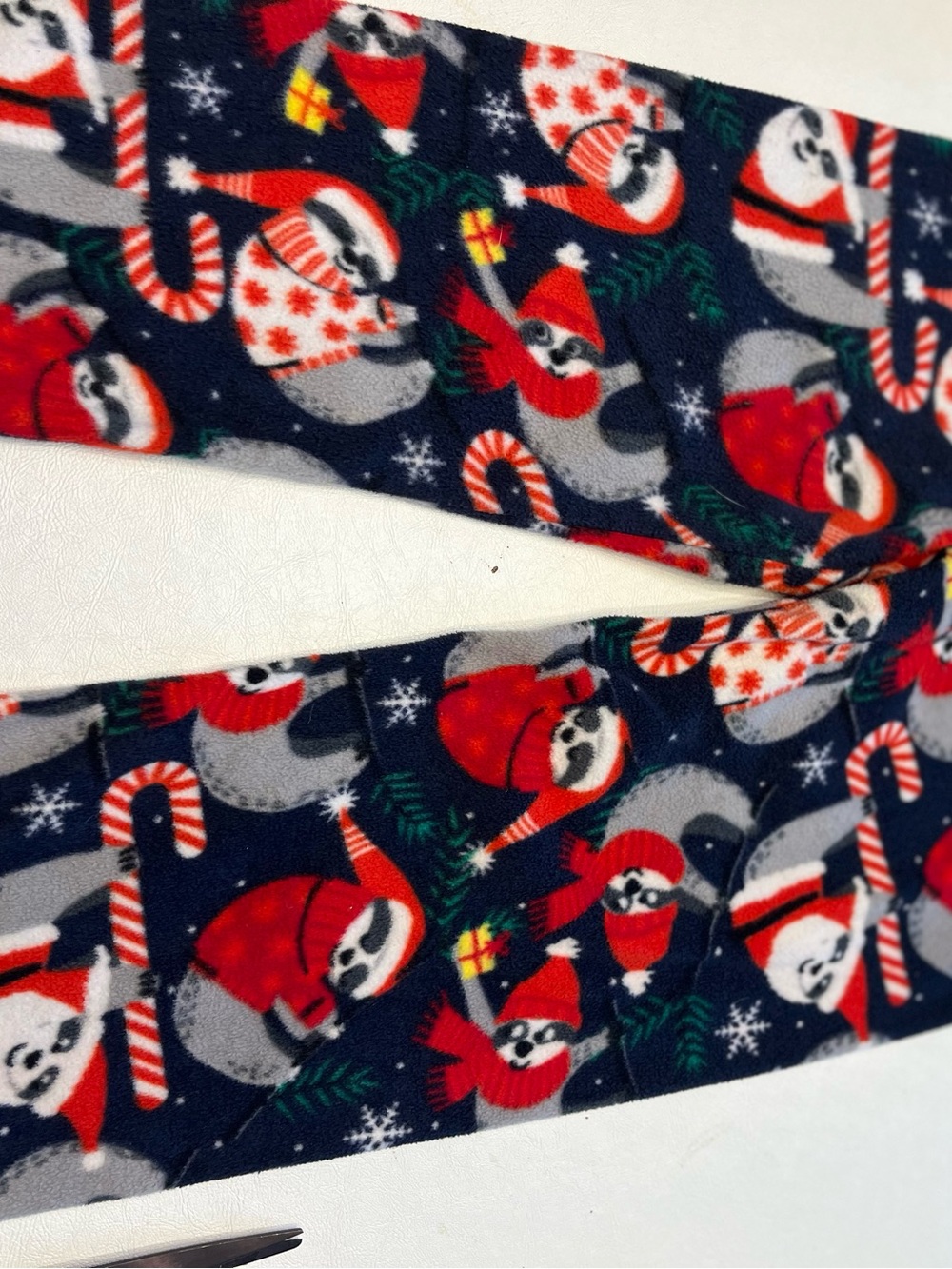 Children’s Place S (5/6) Holiday Sloth Print Fleece PJ Bottoms - Navy, Red, Gray